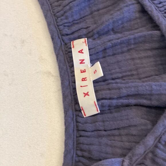 Xirena Ali Dress 100% Cotton Gauze Blue Navy Cami Tiered Dress with Pockets Sm - Picture 7 of 9